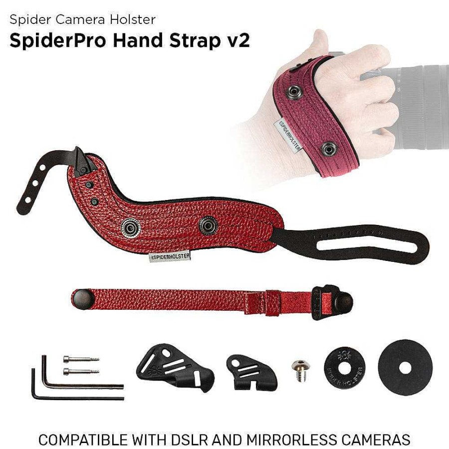 SpiderPro Straps, Slings & Lanyards | Spider Camera Holster Spiderpro Hand Strap V2 - Red