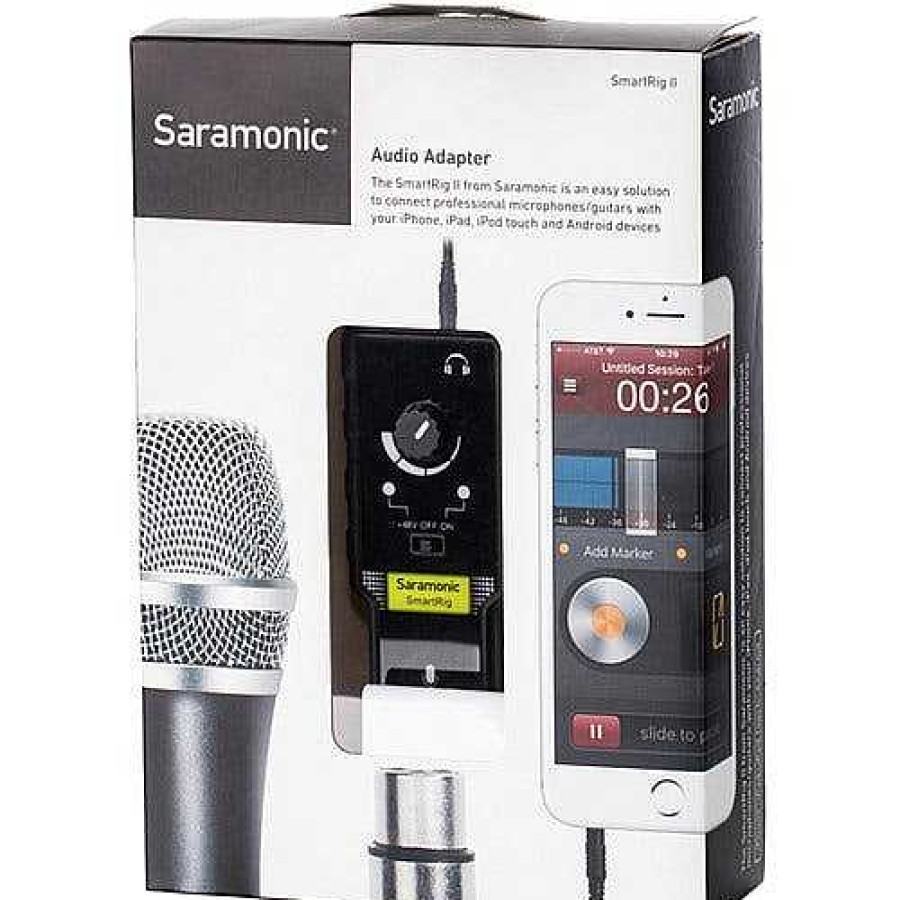 Saramonic All Microphones | Saramonic Smartrig Ii Xlr Mic & 1/4"Guitar Adapter W/Phantom Power Preamp For Smartphones