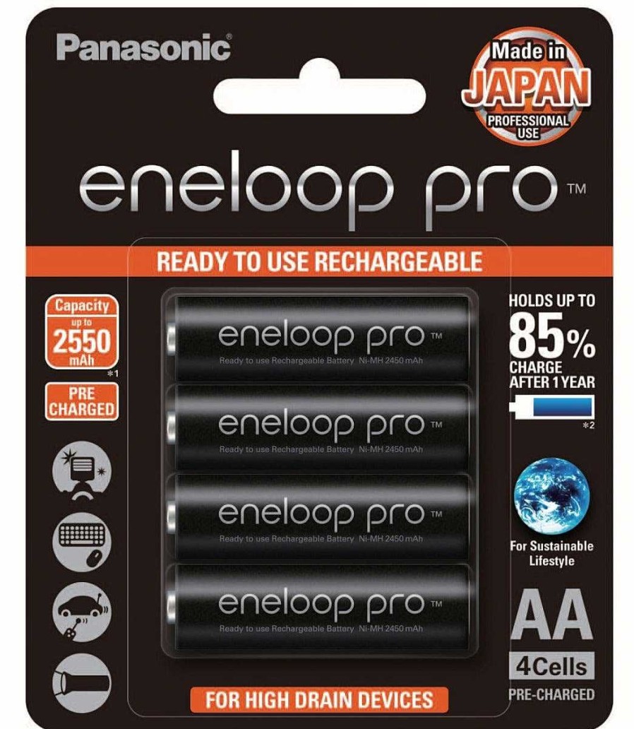 Panasonic Batteries | Panasonic Eneloop Pro Aa 2550Mah - 4 Pack Batteries Pre-Charged