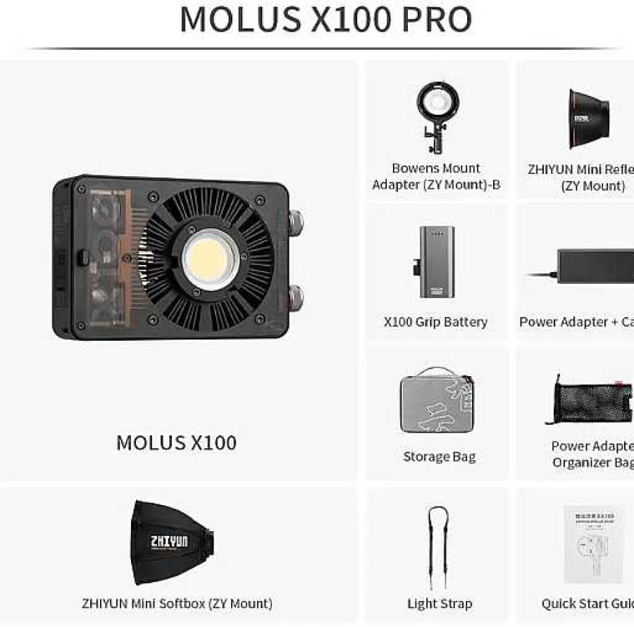 Zhiyun Flash Accessories | Zhiyun X100 Pro 100W Cob Light