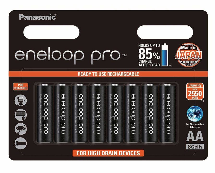 Panasonic Batteries | Panasonic Eneloop Pro Aa 2550Mah - 8 Pack Batteries Pre-Charged